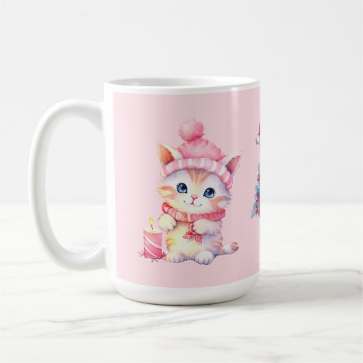 Niedlich Pink Christmas Kitts Custom Kaffeetasse (Links)