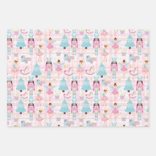 Niedlich Pink Christmas Nutcracker Ballerinas Geschenkpapier Set (Vorderseite 2)