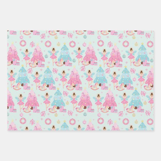 Niedlich Pink Christmas Nutcracker Ballerinas Geschenkpapier Set (Vorderseite)