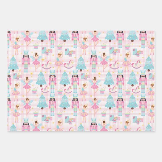 Niedlich Pink Christmas Nutcracker Ballet Geschenkpapier Set (Vorderseite 3)
