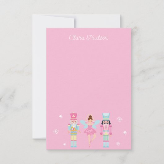 Niedlich Pink Christmas Nutcracker Personalisiert Dankeskarte (Vorderseite)