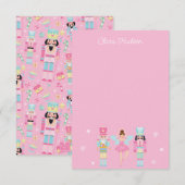 Niedlich Pink Christmas Nutcracker Personalisiert Dankeskarte (Vorne/Hinten)