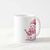 Niedlich Pink Christmas Snowman Kaffeetasse (VorderseiteRechts)