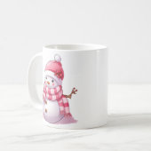 Niedlich Pink Christmas Snowman Kaffeetasse (Vorderseite Links)