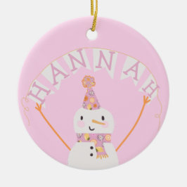 Niedlich Pink Christmas Snowman Kids Custom Keramik Ornament