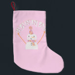 Niedlich Pink Christmas Snowman Kids Custom Kleiner Weihnachtsstrumpf<br><div class="desc">In diesem Strumpf befindet sich ein bezaubernder Schneemann in Rosa und Orange. Ideal für die kleinen Gäste für den Urlaub. Ein Name kann dem Banner hinzugefügt werden.</div>