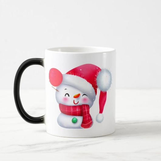 Niedlich Pink Christmas Snowman Verwandlungstasse (Links)