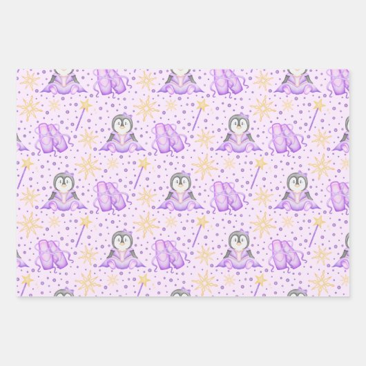 Niedlich Pink Christmas Sugarplum Pinguin Geschenkpapier Set (Vorderseite 2)