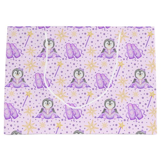 Niedlich Pink Christmas Sugarplum Pinguin Große Geschenktüte (Vorderseite)