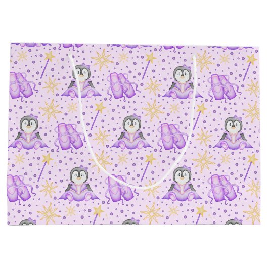 Niedlich Pink Christmas Sugarplum Pinguin Große Geschenktüte (Rückseite)