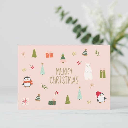 Niedlich Pink ChristmasSymbole Muster (Stehend Vorderseite)