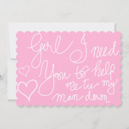 Niedlich Pink Cool Script Typografie Bridesmaid Einladung