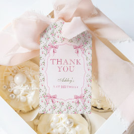 Niedlich Pink Coquette Bow 1. Geburtstag Geschenkanhänger