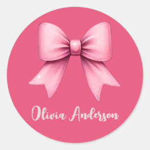 Niedlich Pink Coquette Bow Ästhetik Girl Runder Aufkleber