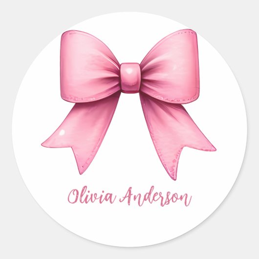 Niedlich Pink Coquette Bow Ästhetik Girl Runder Aufkleber (Vorderseite)