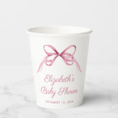 Niedlich Pink Coquette Bow Baby Girl Dusche Pappbecher (Rückseite)