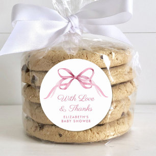 Niedlich Pink Coquette Bow Baby Girl Dusche Vielen Runder Aufkleber