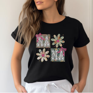 Niedlich Pink Coquette Bow Mama T - Shirt