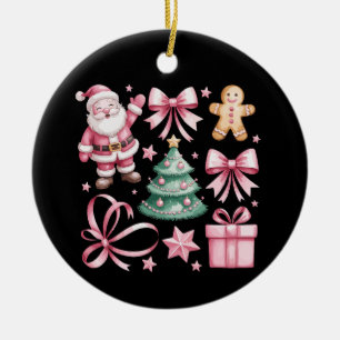 Niedlich Pink Coquette Bow Weihnachtsbaum Weihnach Keramik Ornament