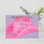 Niedlich Pink Country Cowboy Hat Geburtstag einlad Einladung (Stehend Vorderseite)