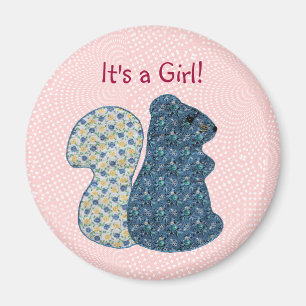 Niedlich Pink Country Style Eichhörnchen Baby Girl Magnet