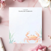 Niedlich Pink Crab Nautical Beach Personalisierter Notizblock