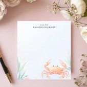 Niedlich Pink Crab Nautical Beach Personalisierter Notizblock