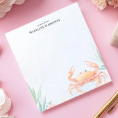 Niedlich Pink Crab Nautical Beach Personalisierter Notizblock