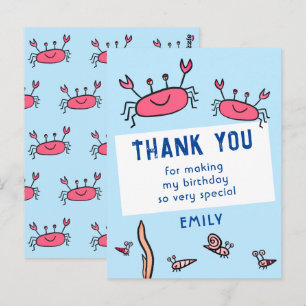 Niedlich Pink Crab Sea Animals Girl Geburtstag Vie Postkarte