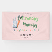 Niedlich Pink Crunchy Munchy Bunny Girl Geburtstag Banner (Horizontal)