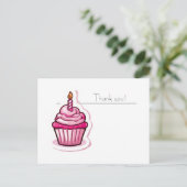Niedlich Pink Cupcake Danke Postcard Postkarte (Stehend Vorderseite)