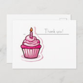 Niedlich Pink Cupcake Danke Postcard Postkarte (Vorne/Hinten)