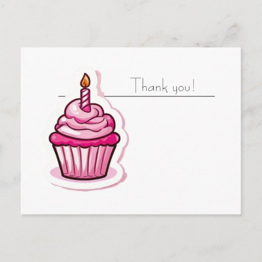 Niedlich Pink Cupcake Danke Postcard Postkarte (Vorderseite)