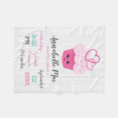 Niedlich Pink Cupcake Kawaii Baby Birth Stats Fleecedecke (Vorderseite (Horizontal))