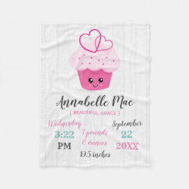 Niedlich Pink Cupcake Kawaii Baby Birth Stats Fleecedecke