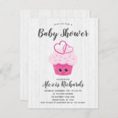 Niedlich Pink Cupcake Kawaii Kinderdusche Einladun Einladung (Vorne/Hinten)