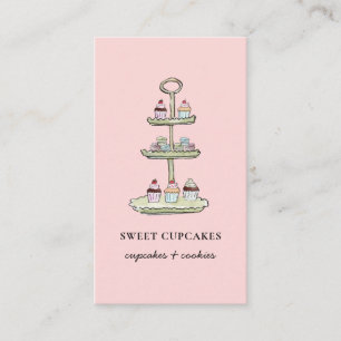Niedlich Pink Cupcake Macaroon Bäckerei Visitenkarte