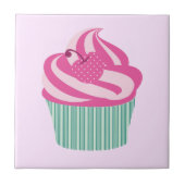 Niedlich Pink Cupcake Pastell Pink Fliese (Vorderseite)