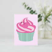 Niedlich Pink Cupcake Pastell Pink Postkarte (Stehend Vorderseite)