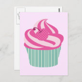 Niedlich Pink Cupcake Pastell Pink Postkarte (Vorne/Hinten)