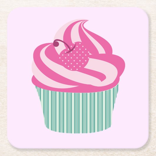 Niedlich Pink Cupcake Pastell Pink Rechteckiger Pappuntersetzer (Vorderseite)