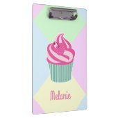 Niedlich Pink Cupcake Pastellfarben Personalisiert Klemmbrett (Rechts)