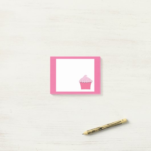 Niedlich Pink Cupcake, Personalisiert Post it Note Post-it Klebezettel (Auf Schreibtisch)