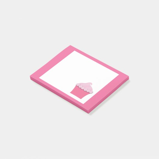 Niedlich Pink Cupcake, Personalisiert Post it Note Post-it Klebezettel (angewinkelt)