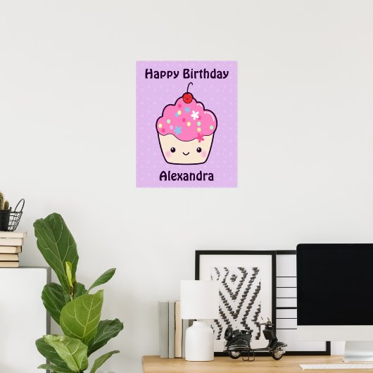 Niedlich Pink Cupcake Poster (Heimbüro)