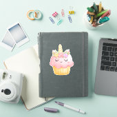 Niedlich Pink Cupcake Unicorn mit Rose Aufkleber (iPad Hülle)