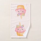 Niedlich Pink Cupcake Unicorn mit Rose Badhandtuch Set (Handtuch)