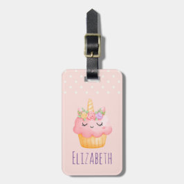 Niedlich Pink Cupcake Unicorn mit Rose Gepäckanhänger