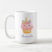 Niedlich Pink Cupcake Unicorn mit Rose Kaffeetasse (Links)