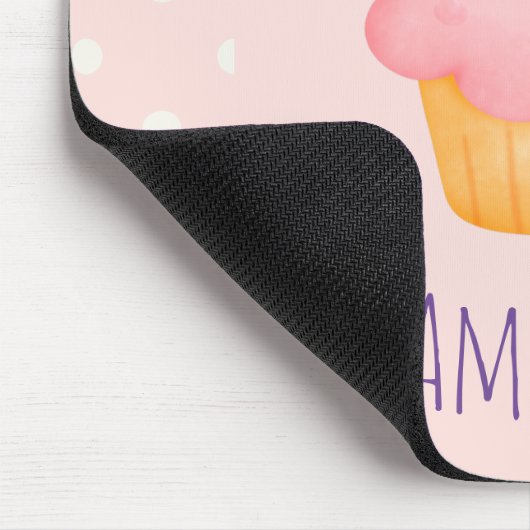 Niedlich Pink Cupcake Unicorn mit Rose Mousepad (Ecke)